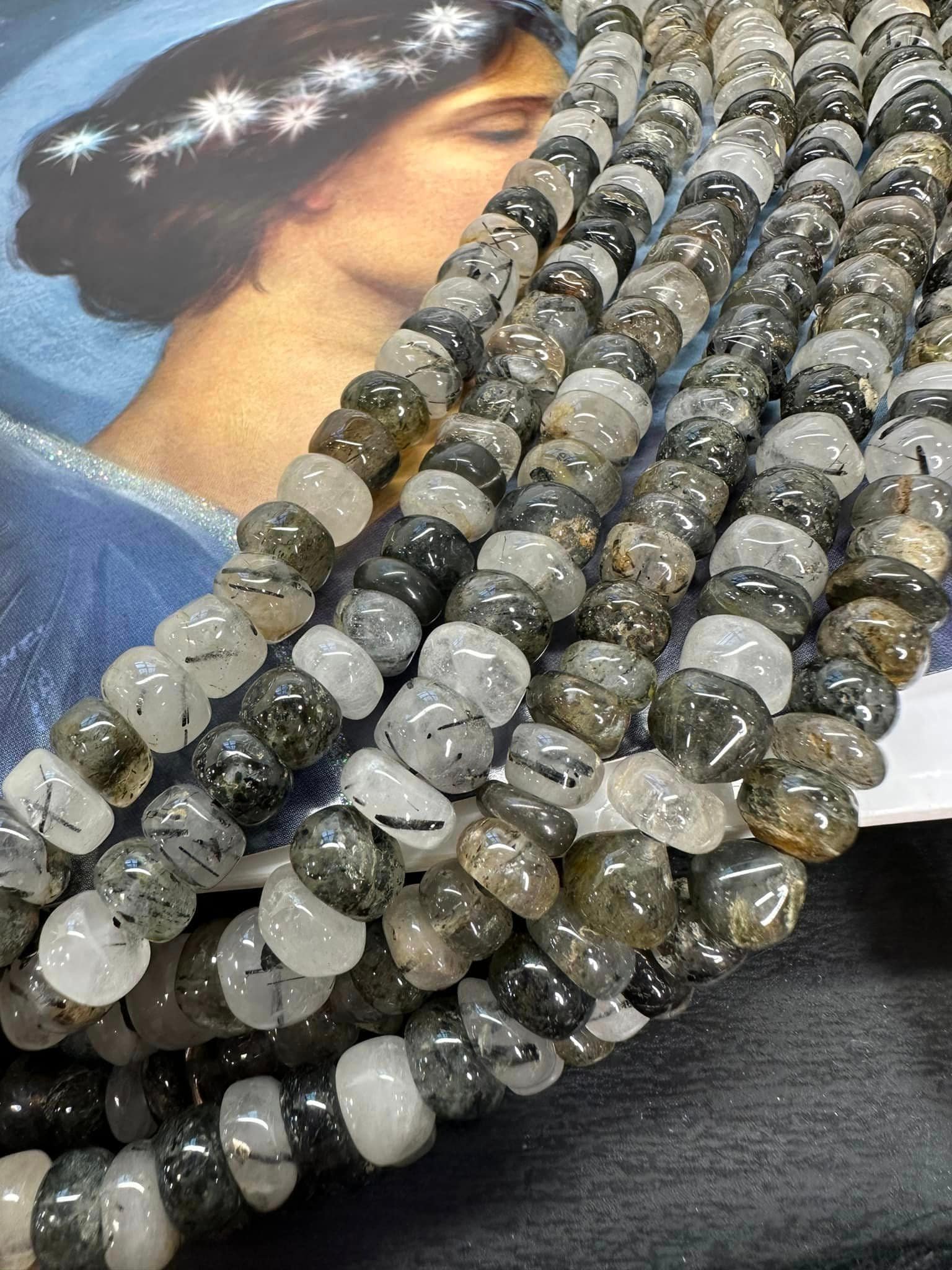 Super Completely Fascinating Smooth Handcut Rutilated Quartz Rondelles 8mm Approx