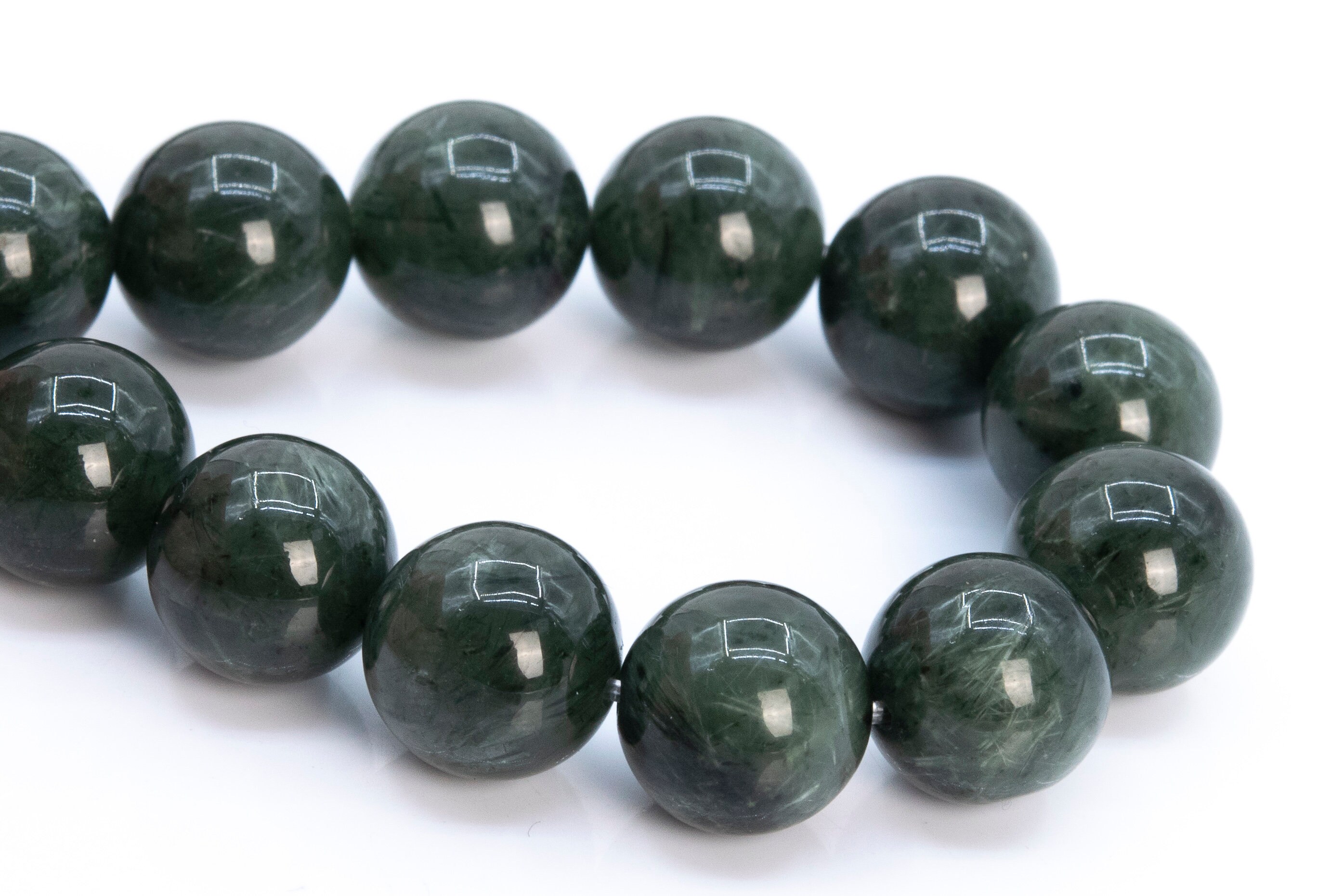 11-12mm Deep Green Rutilated Quartz Beads Grade Aa Genuine Natural Gemstone Half Strand Round Loose Beads 8" Bulk Lot Options (116531h-1984)