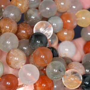 11-12mm Rainbow Rutilated Quartz Gemstone Garde AA Round Loose Beads 8 inch Half Strand (80001069-146)