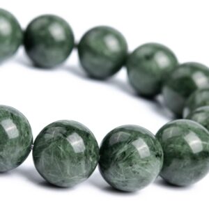 11-12MM Deep Green Rutilated Quartz Beads Grade A Genuine Natural Gemstone Half Strand Round Loose Beads 8" Bulk Lot Options (117168h-1455)