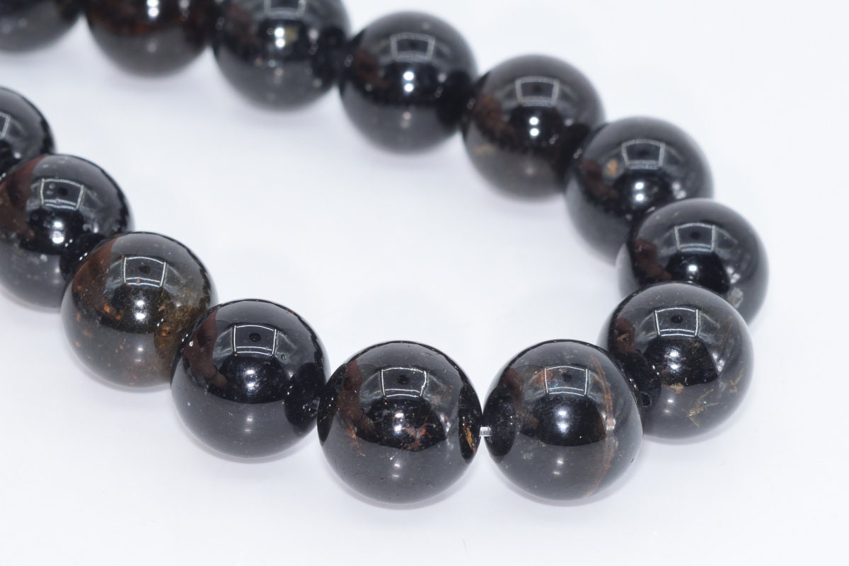 12mm Fully Black Rutilated Quartz Beads Grade Aaa Genuine Natural Gemstone Half Strand Round Loose Beads 8" Bulk Lot Options (108779h-2781)