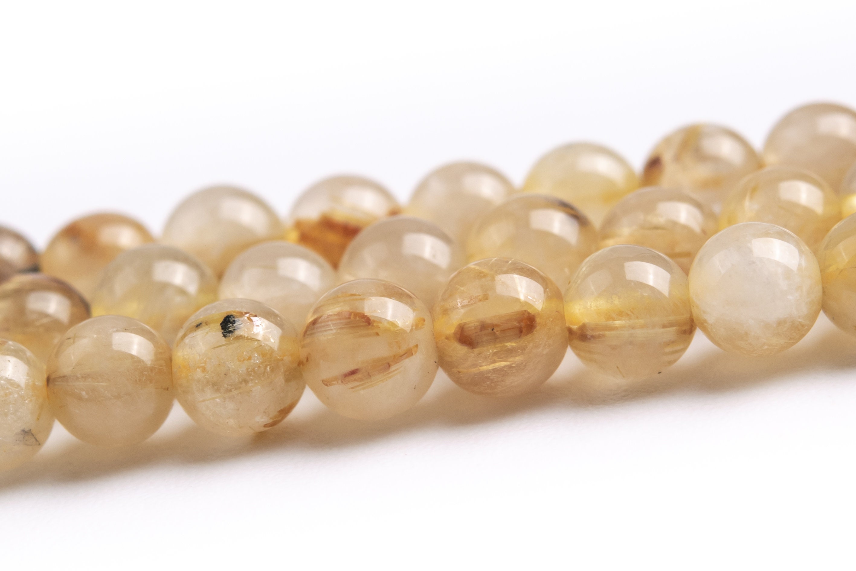 4-5mm Titanium Golden Rutile Quartz Beads Grade Aa Genuine Natural Gemstone Full Strand Round Loose Beads 15" (121480-472)