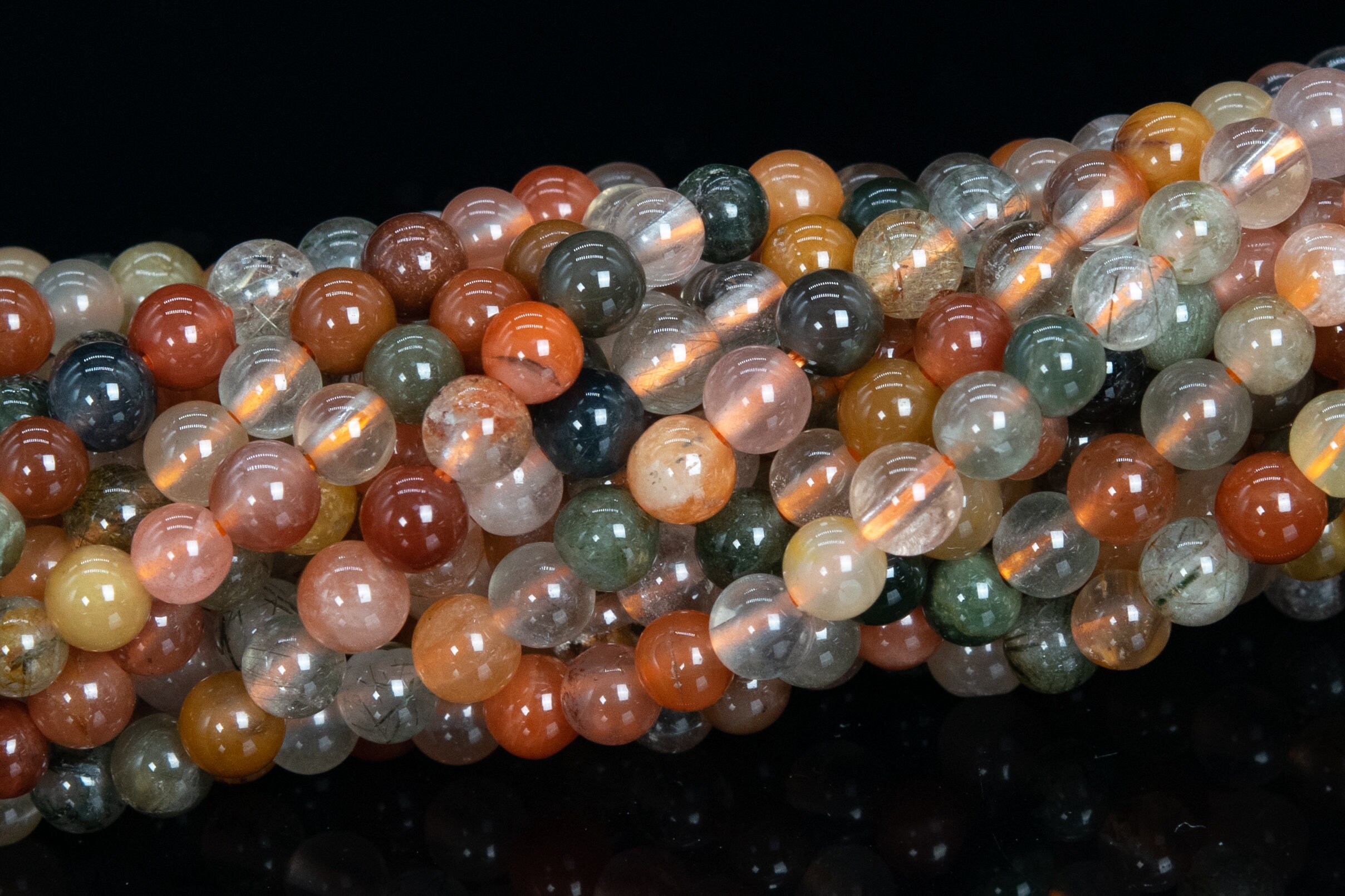 4mm Multicolor Rutilated Quartz Beads Grade Aaa Genuine Natural Gemstone Round Loose Beads 15" / 7.5" Bulk Lot Options (112196)
