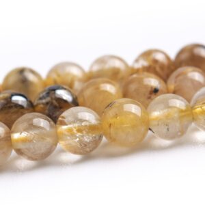 4MM Titanium Golden Rutile Quartz Beads Grade AA Genuine Natural Gemstone Round Loose Beads 15"/7.5"  Bulk Lot Options (121475)
