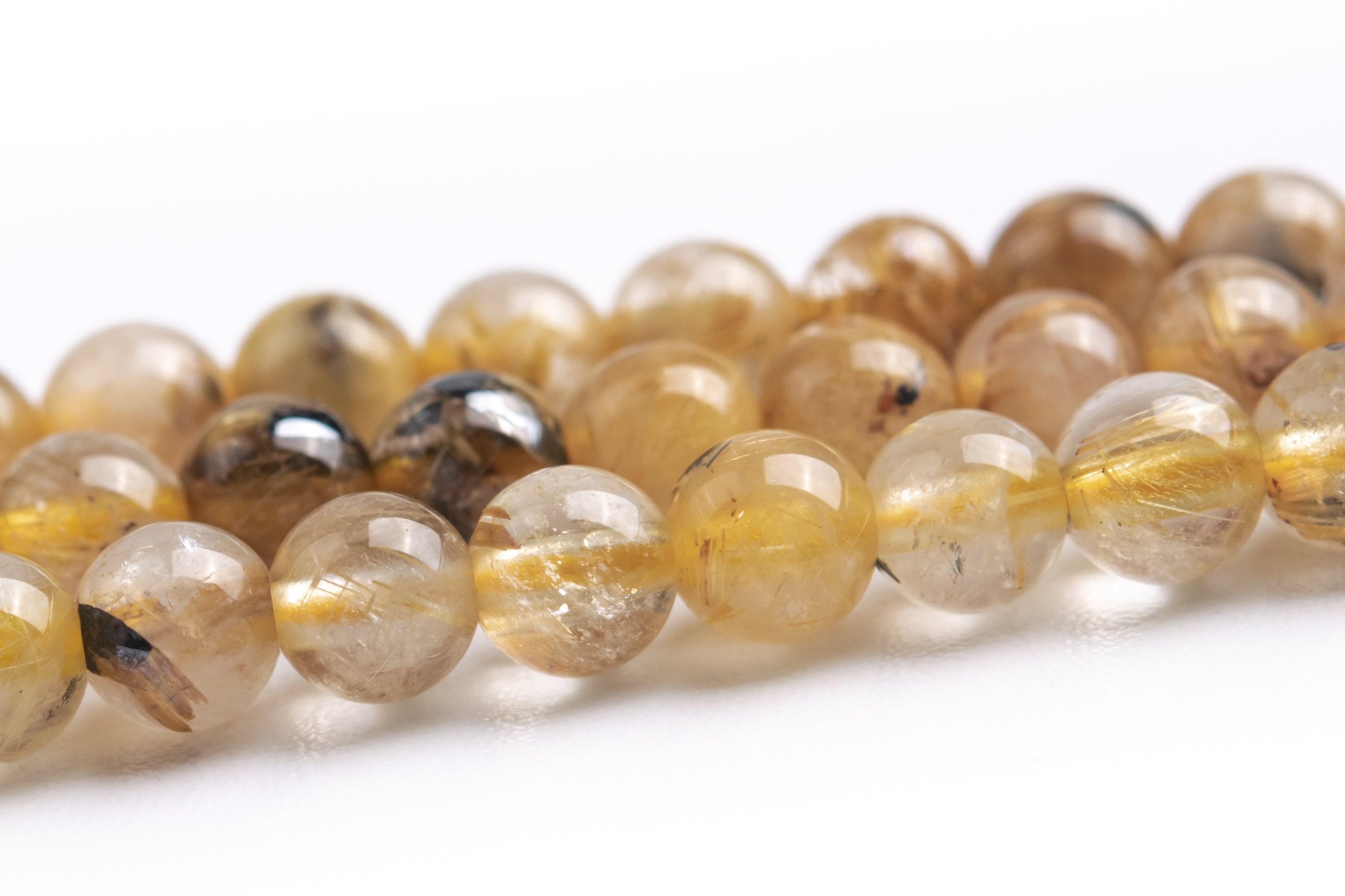 4mm Titanium Golden Rutile Quartz Beads Grade Aa Genuine Natural Gemstone Round Loose Beads 15"/7.5" Bulk Lot Options (121475)
