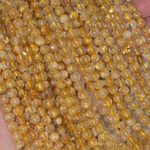 5mm Gold Rutilated Quartz Gemstone Round Loose Beads 15.5 inch Full Strand LOT 1,2,6,12 and 50 (80001192-174)