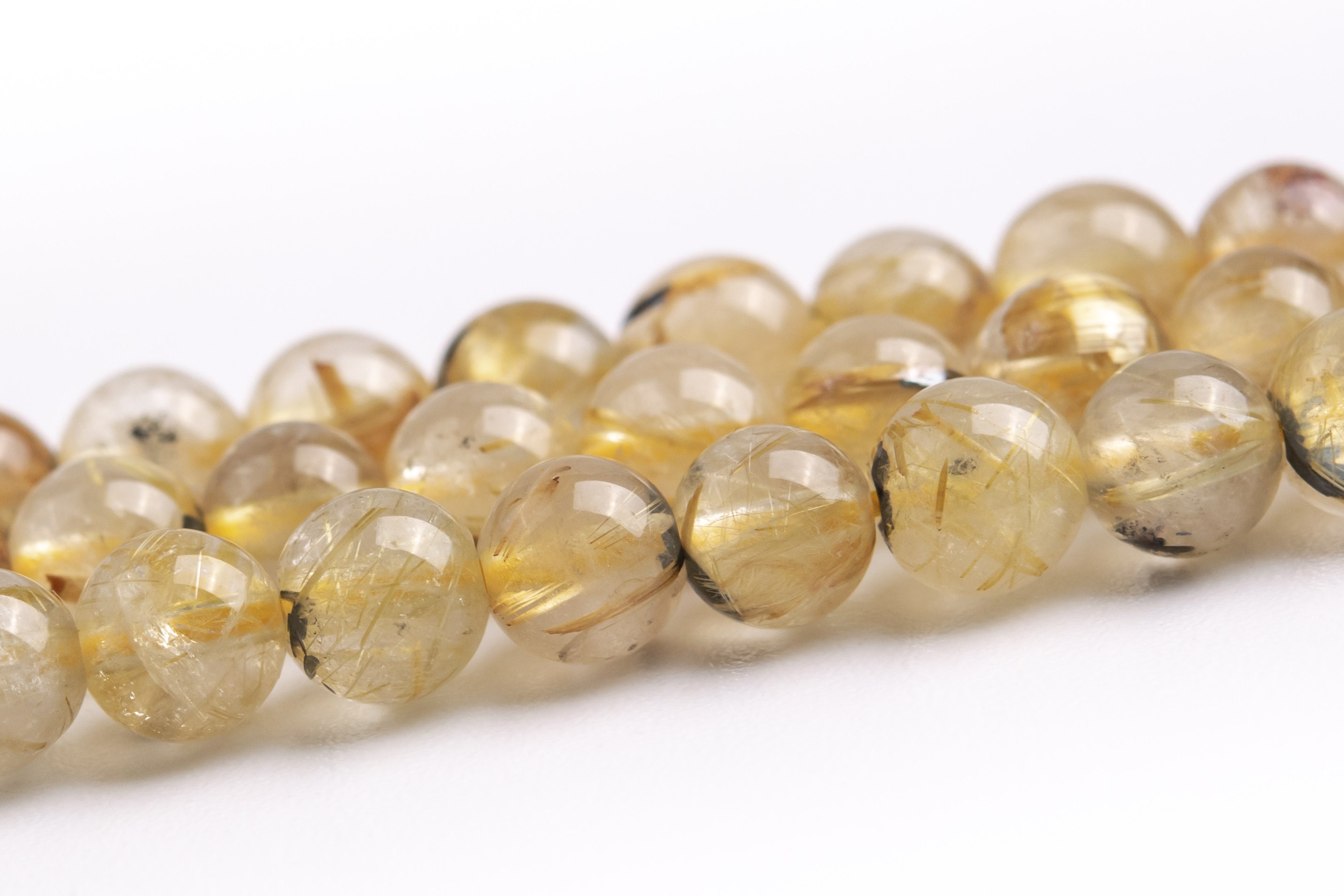5mm Titanium Golden Rutile Quartz Beads Grade Aa Genuine Natural Gemstone Full Strand Round Loose Beads 15" (121484-472)