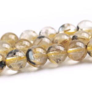 5MM Titanium Golden Rutile Quartz Beads Grade AA Genuine Natural Gemstone Full Strand Round Loose Beads 15" (121482-472)