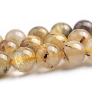 6-7MM Titanium Golden Rutile Quartz Beads Grade AA Genuine Natural Gemstone Full Strand Round Loose Beads 15" (121489-473)