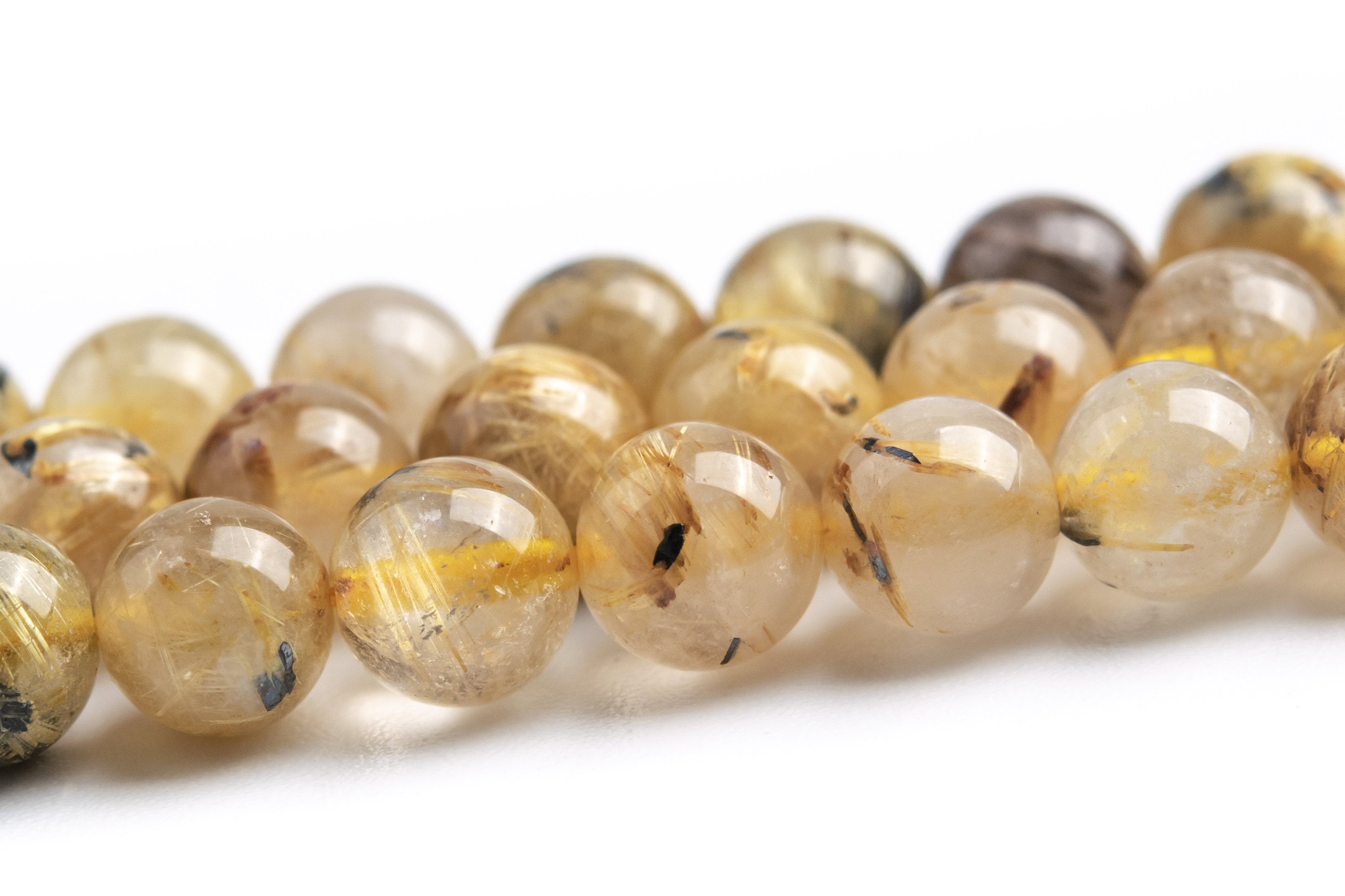 6-7mm Titanium Golden Rutile Quartz Beads Grade Aa Genuine Natural Gemstone Full Strand Round Loose Beads 15" (121489-473)