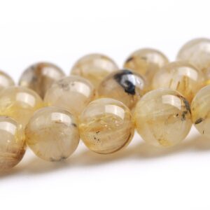 6MM Titanium Golden Rutile Quartz Beads Grade AA Genuine Natural Gemstone Round Loose Beads 15"/7"  Bulk Lot Options (121487)