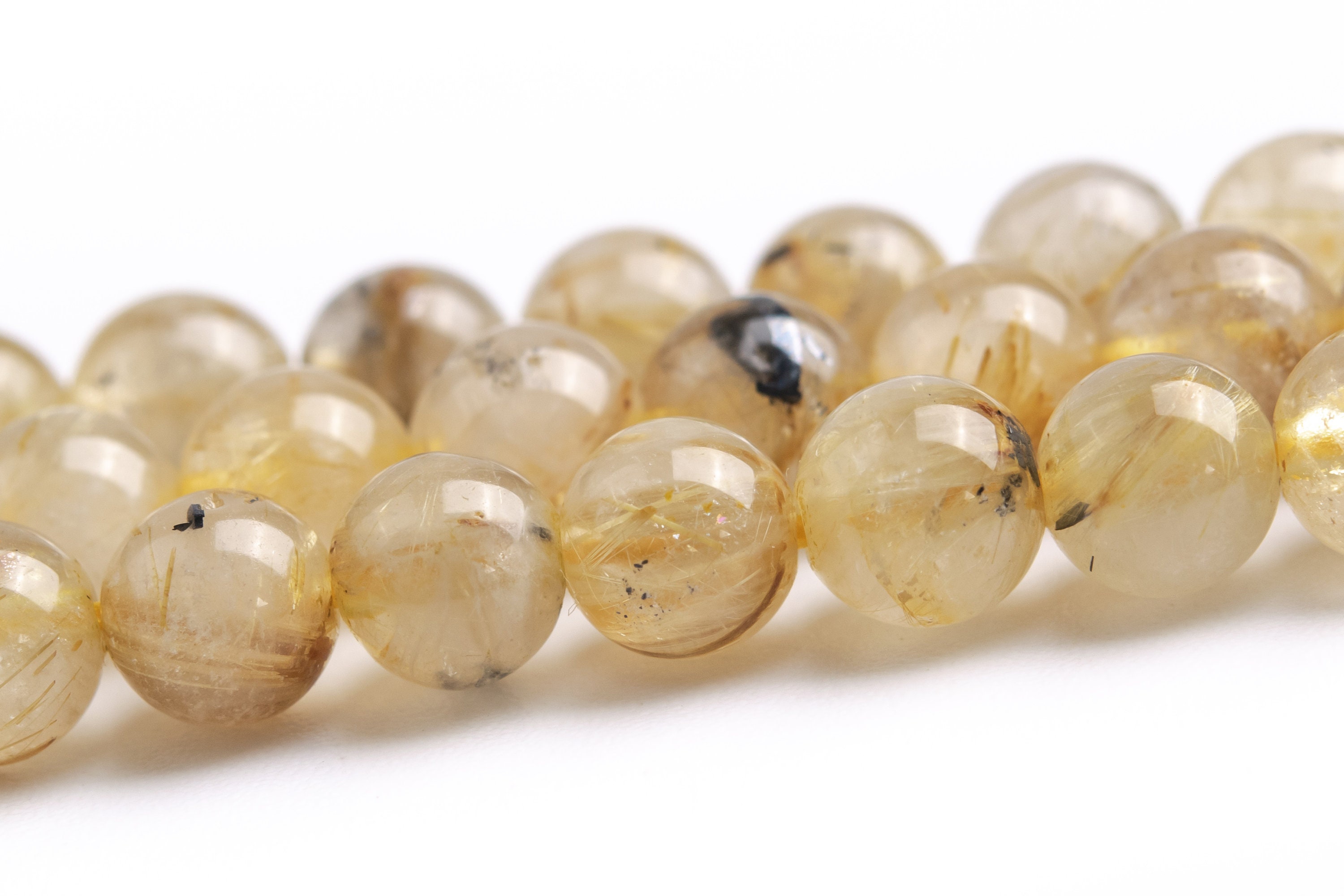 6mm Titanium Golden Rutile Quartz Beads Grade Aa Genuine Natural Gemstone Round Loose Beads 15"/7" Bulk Lot Options (121487)