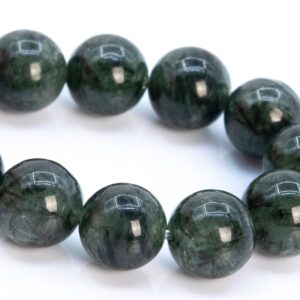 7-8MM Deep Green Rutilated Quartz Beads Grade A+ Genuine Natural Gemstone Half Strand Round Loose Beads 7.5" Bulk Lot Options (116546h-1998)