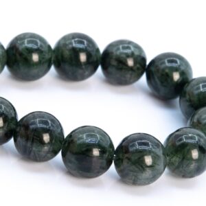 7MM Deep Green Rutilated Quartz Beads Grade AA Genuine Natural Gemstone Half Strand Round Loose Beads 7" Bulk Lot Options (116548h-1998)