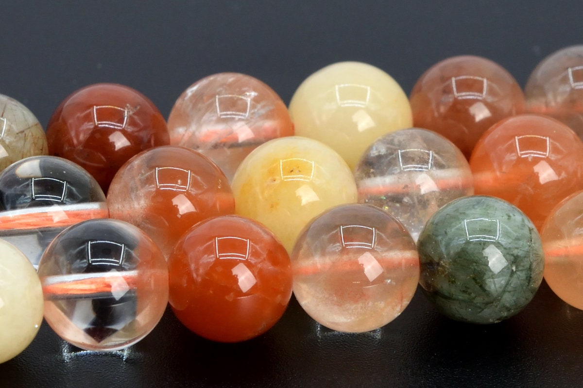 8mm Multicolor Rutilated Quartz Beads Grade Aaa Genuine Natural Gemstone Full Strand Round Loose Beads 15" Bulk Lot Options (107339-2352)
