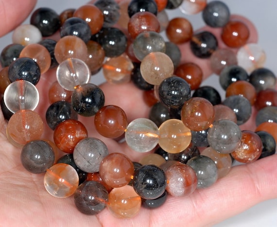 9-10mm Rainbow Rutilated Quartz Gemstone Garde Aaa Round Loose Beads 7 Inch Half Strand (80001064-145)