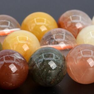 9-10MM Multicolor Rutilated Quartz Beads Grade AAA Genuine Natural Gemstone Full Strand Round Loose Beads 15" Bulk Lot Options (107341-2351)