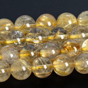 Gold Rutile Quartz Beads Genuine Natural Grade Aaa Gemstone Round Loose Beads 6mm 8mm 10mm Bulk Lot Options