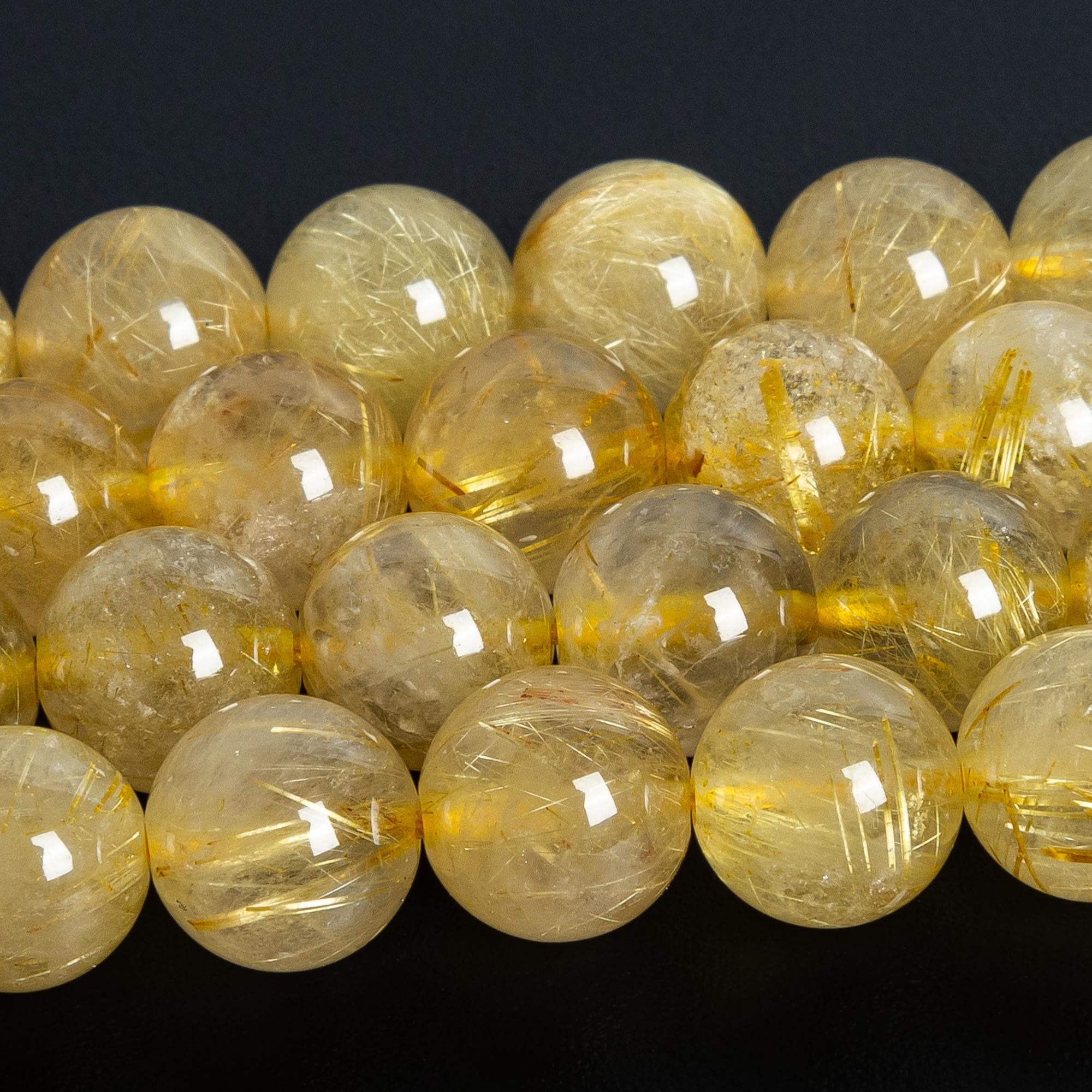 Gold Rutile Quartz Beads Genuine Natural Grade Aa+ Gemstone Round Loose Beads 6mm 8mm 10mm Bulk Lot Options
