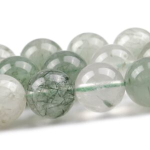 Green Rutilated Quartz Beads Genuine Natural Grade A Gemstone Round Loose Beads 6MM 8MM 10MM Bulk Lot Options