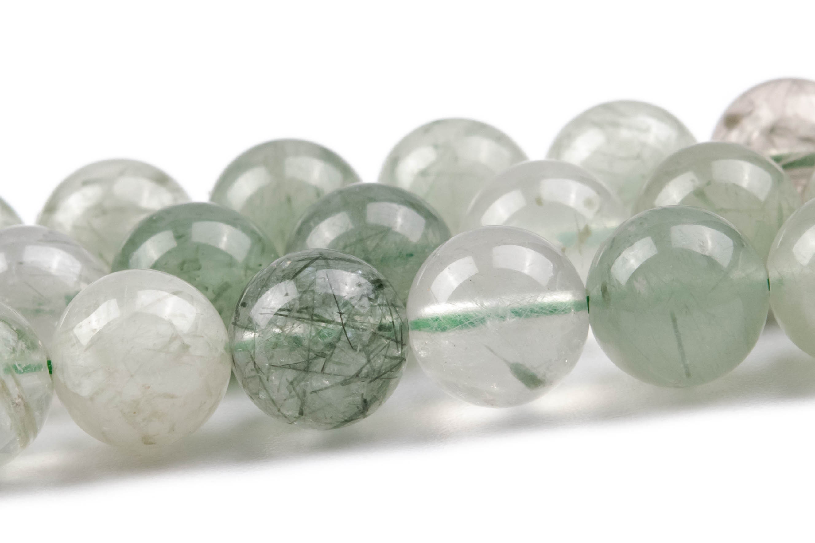 Green Rutilated Quartz Beads Genuine Natural Grade A Gemstone Round Loose Beads 6mm 8mm 10mm Bulk Lot Options