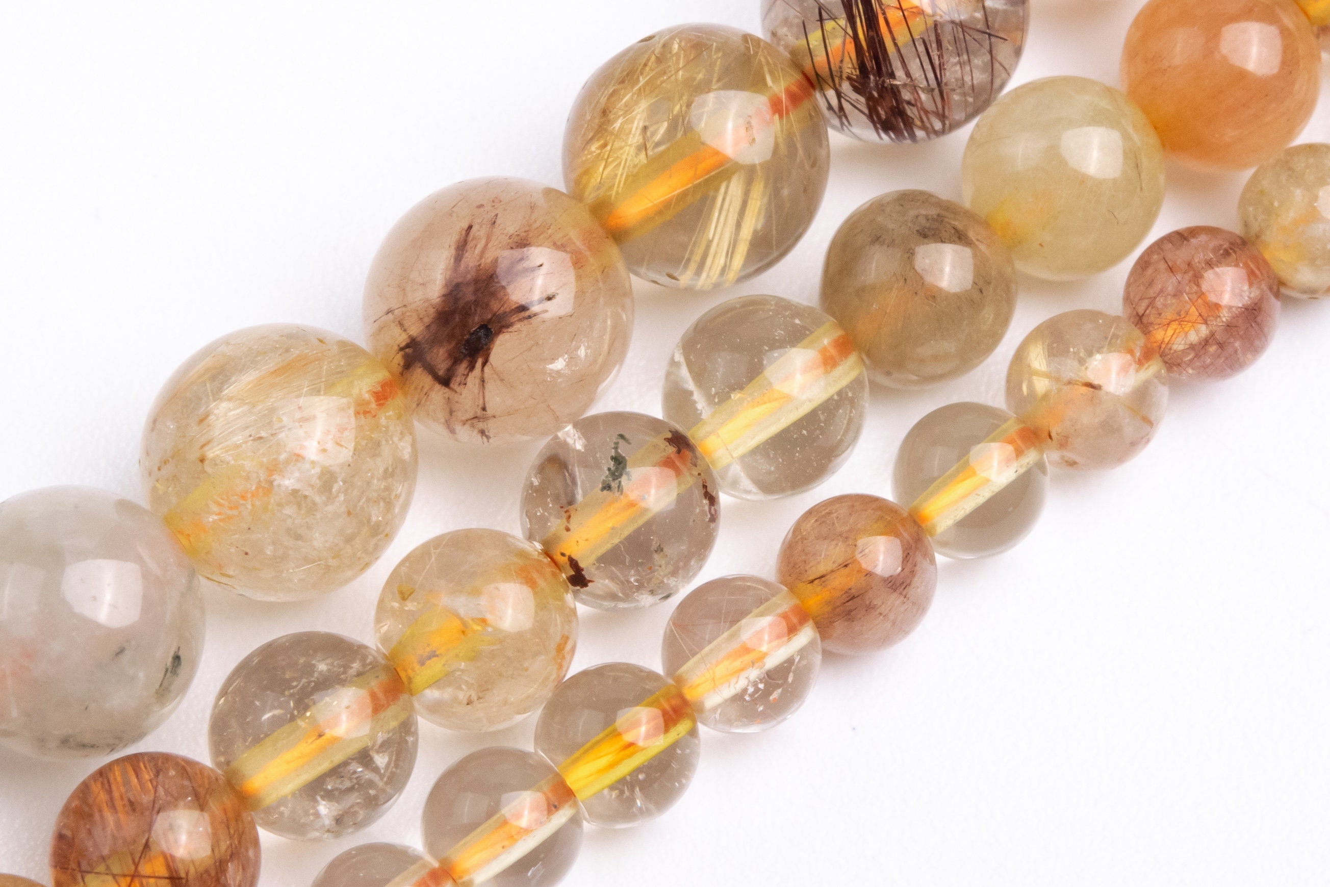 Multicolor Rutilated Quartz Beads Genuine Natural Grade A Gemstone Round Loose Beads 4mm 6mm 8mm Bulk Lot Options