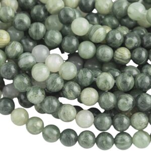 Natural Green Rutilated Quartz Beads Grade AAA  Round,Full Strand- 6mm, 8mm, 10mm, 12mm- Full 15.5 Inch Strand AAA Quality  Smooth