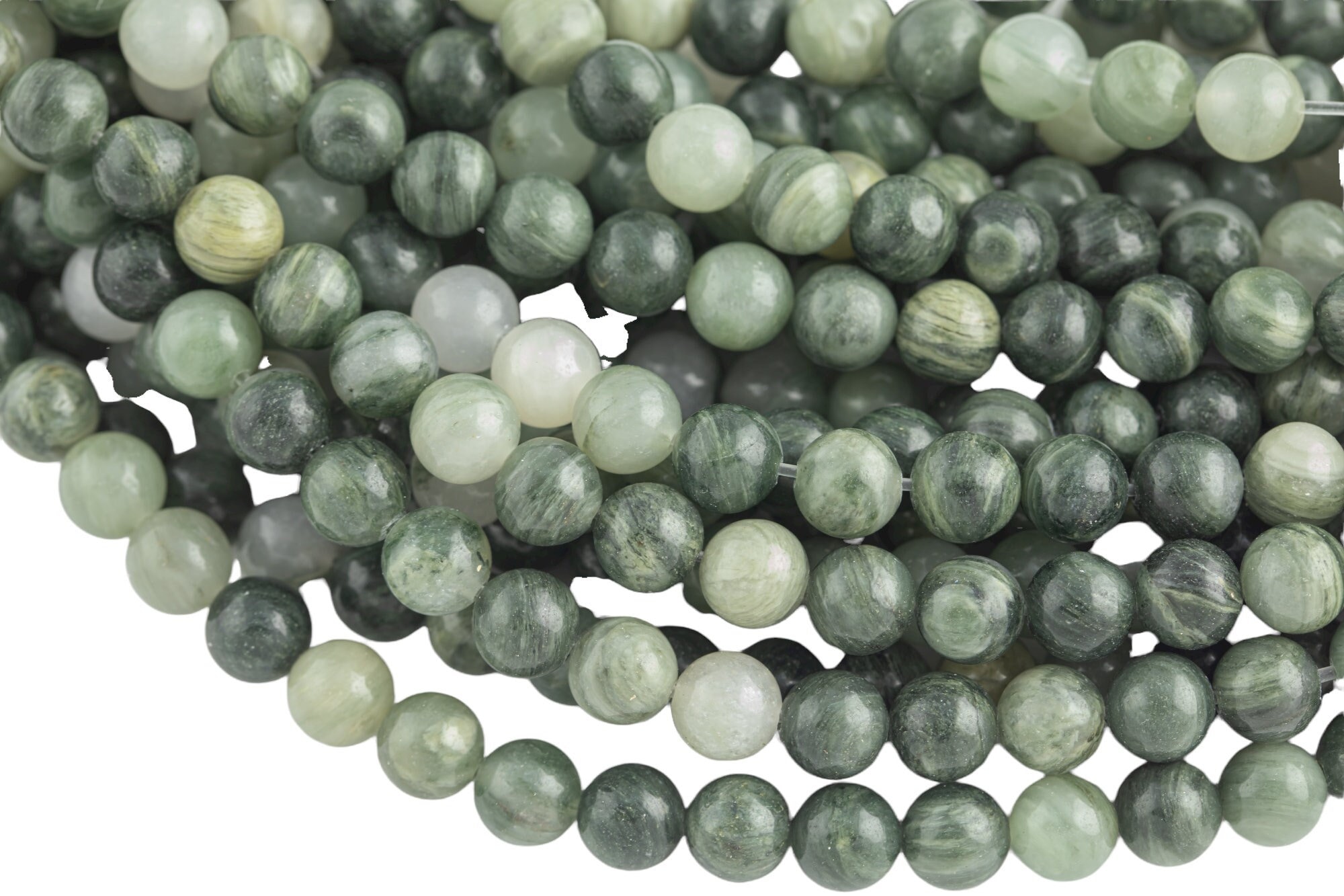 Natural Green Rutilated Quartz Beads Grade Aaa  Round,full Strand- 6mm, 8mm, 10mm, 12mm- Full 15.5 Inch Strand Aaa Quality  Smooth