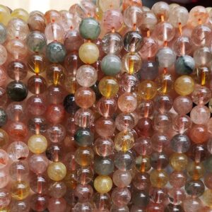 Natural Rutilated Quartz Smooth Round Beads,4mm 6mm 8mm 10mm 12mm Rutilated Quartz Beads Wholesale Supply,one Strand 15"