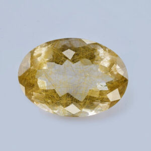 18x13 Mm Golden Rutilated Quartz Faceted Cut Oval 12.39 Carat Loose Gemstone , Golden Rutile Quartz , Natural Golden Rutilate Oval