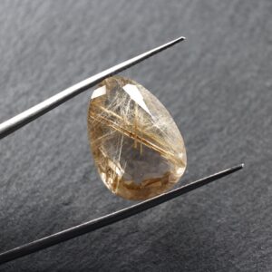 Fancy Cut Golden Rutilated Quartz Loose Gemstone 17ct Natural Stone 15x21mm