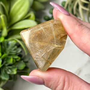 Rutilated Quartz Freeform | 32g | - #2 (polished Gold Crystal Chunk, Crown Chakra, Intuition)