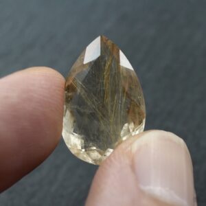 Golden Rutilated Quartz Loose Stone 14x21mm Natural Pear Cut Gemstone 13.81ct