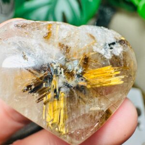 Grade A+ Gold Rutile Quartz Heart, Gold Rutile Heart, Rutile Crystal Heart H1