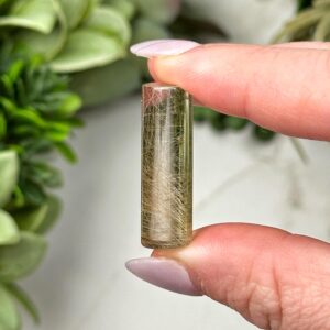 Rutilated Quartz Cylinder | 5g | - #7 (polished Gold Crystal Pocket Stone, Crown Chakra, Intuition)