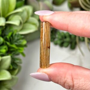 Rutilated Quartz Cylinder | 3g | - #9 (polished Gold Crystal Pocket Stone, Crown Chakra, Intuition)