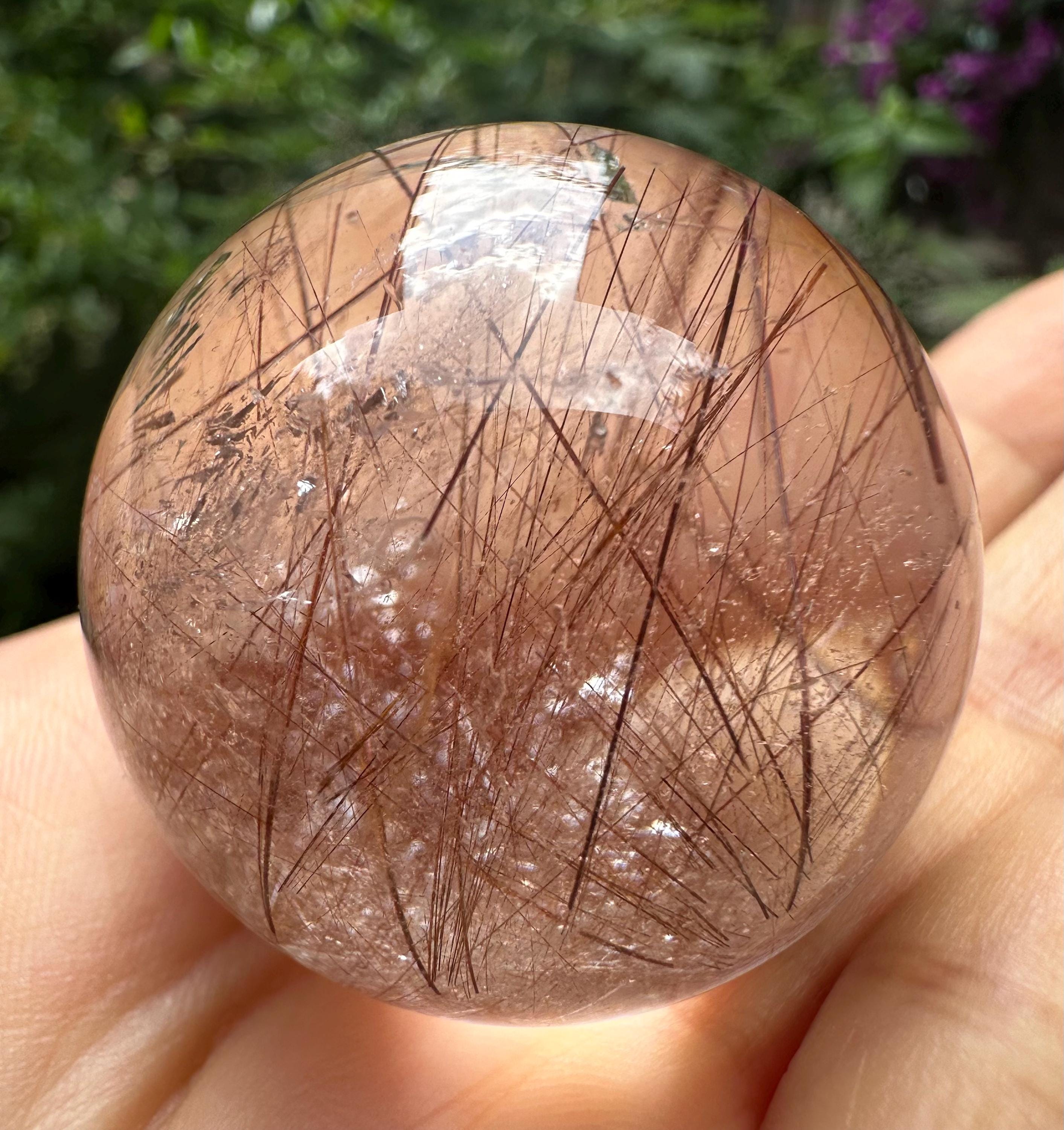 Natural Clear Cooper Rutile Quartz Crystal Sphere/clear Needle Rutilated Crystal Ball/inclusion Quartz Crystal Orb- 37.5 Mm Natural Clear Cooper Rutile Quartz Crystal Sphere/clear Needle Rutilated Crystal Ball/inclusion Quartz Crystal Orb- 37.5 Mm