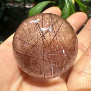 Natural Clear Cooper Rutile Quartz Crystal Sphere/Clear Needle Rutilated Crystal Ball/Inclusion Quartz Crystal Orb- 33 mm