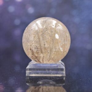 Small Polished Silvery Rutilated Quartz Sphere From Brazil | Rutile Inclusions | 28.7mm | 33.4 Grams