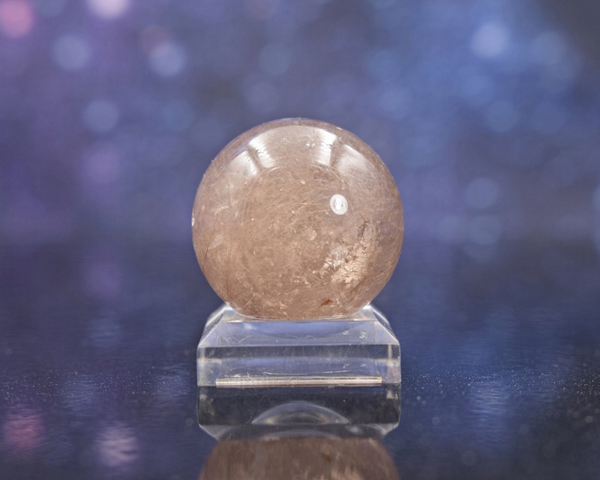 Small Polished Rutilated Quartz Sphere From Brazil | Rutile Inclusions | 24.9mm | 21.3 Grams