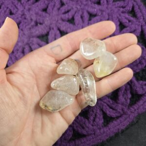 6 Rutilated Quartz Tumbled Stones Rutile In Quartz Crystal Grid Set Parcel Stone Polished