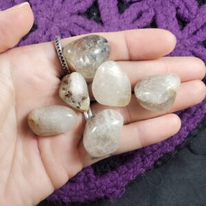 6 Rutilated Quartz Tumbled Stones Rutile In Quartz Crystal Grid Set Parcel Stone Polished