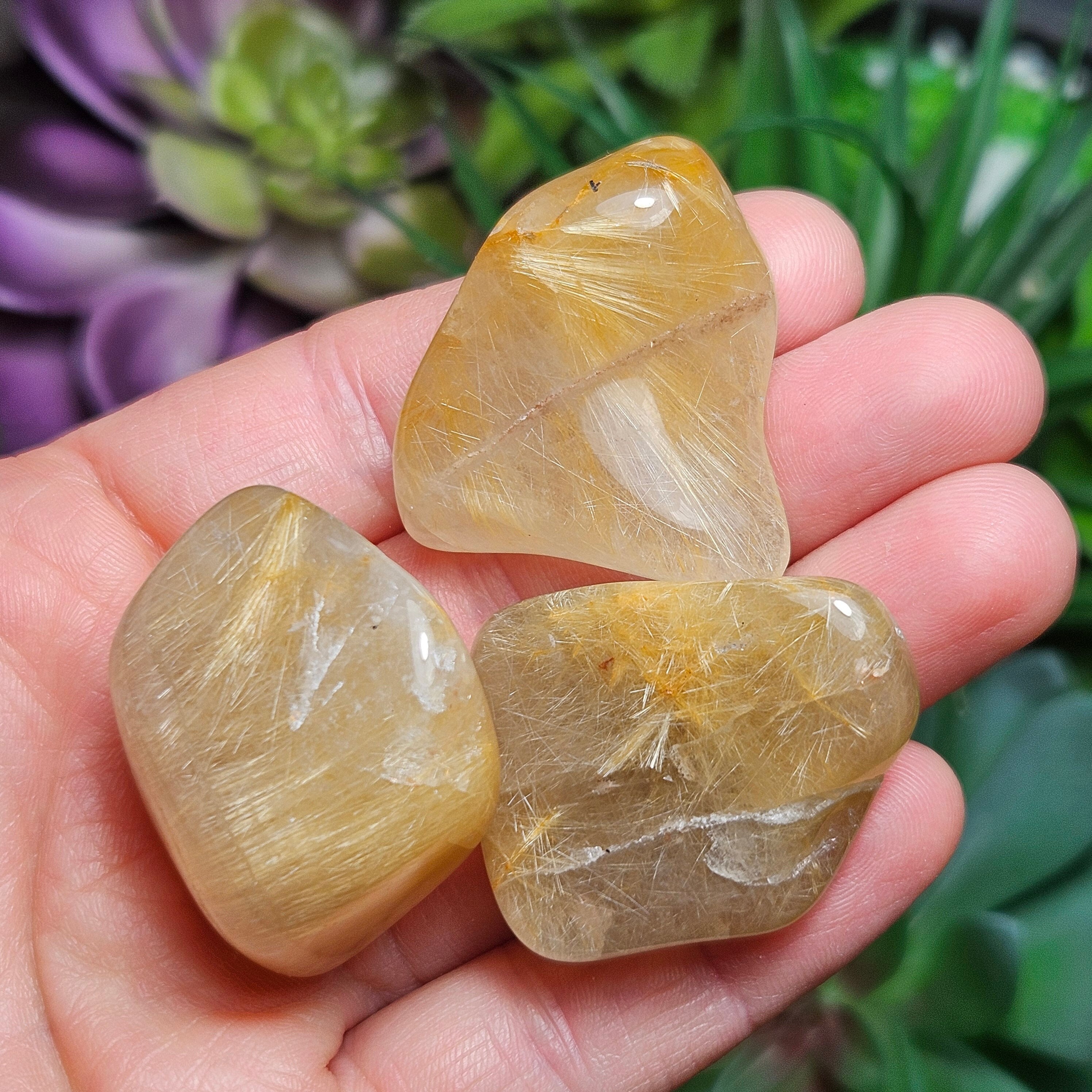 Rutilated Quartz Tumbled Crystal, 1.25"+, Polished Rutile In Quartz Stone From Brazil Rutilated Quartz Tumbled Crystal, 1.25"+, Polished Rutile In Quartz Stone From Brazil
