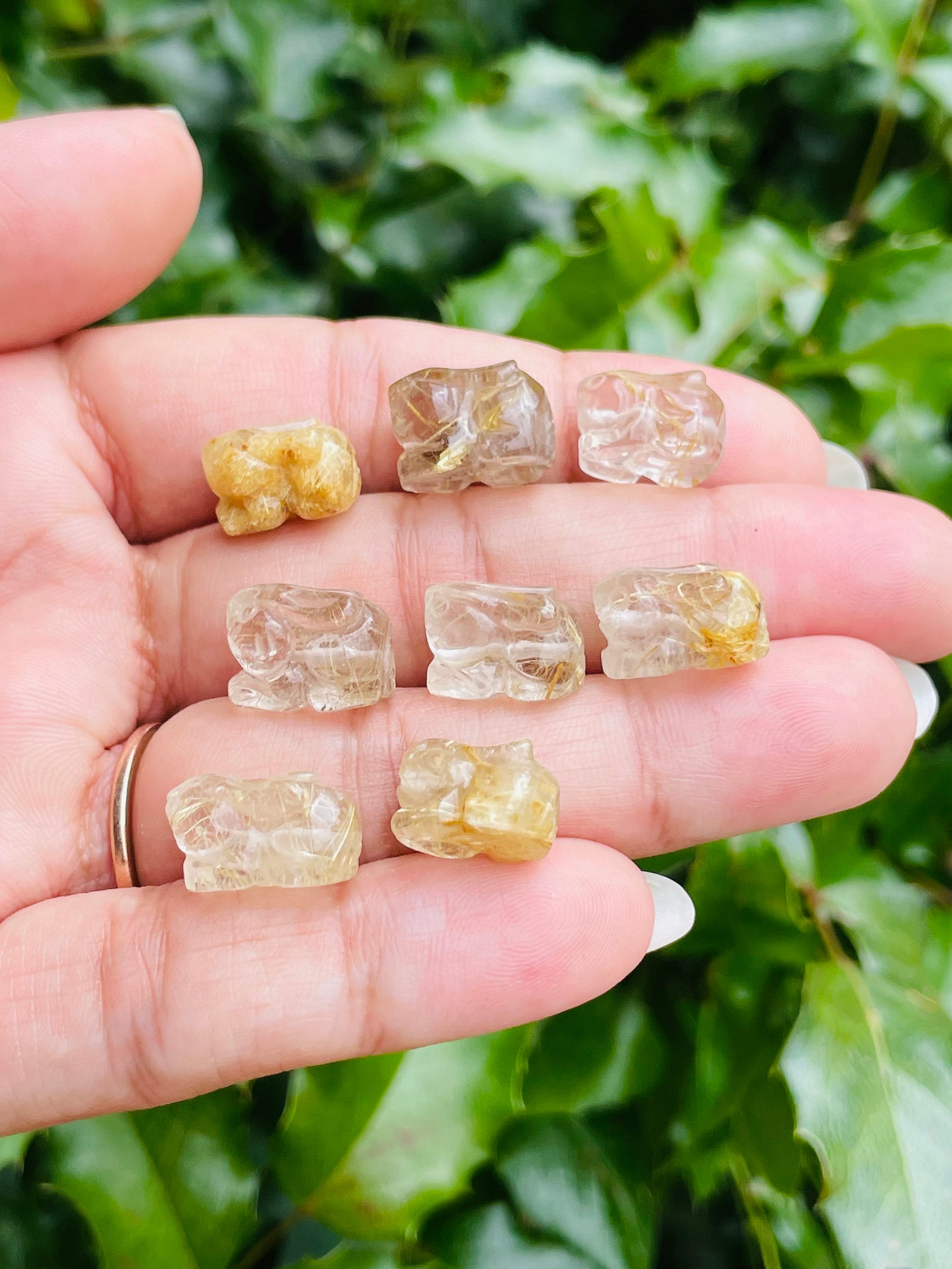 Rutilated Quartz Crystal Bunny: Tumbled Gemstone Carving (11-14mm) Rutilated Quartz Crystal Bunny: Tumbled Gemstone Carving (11-14mm)