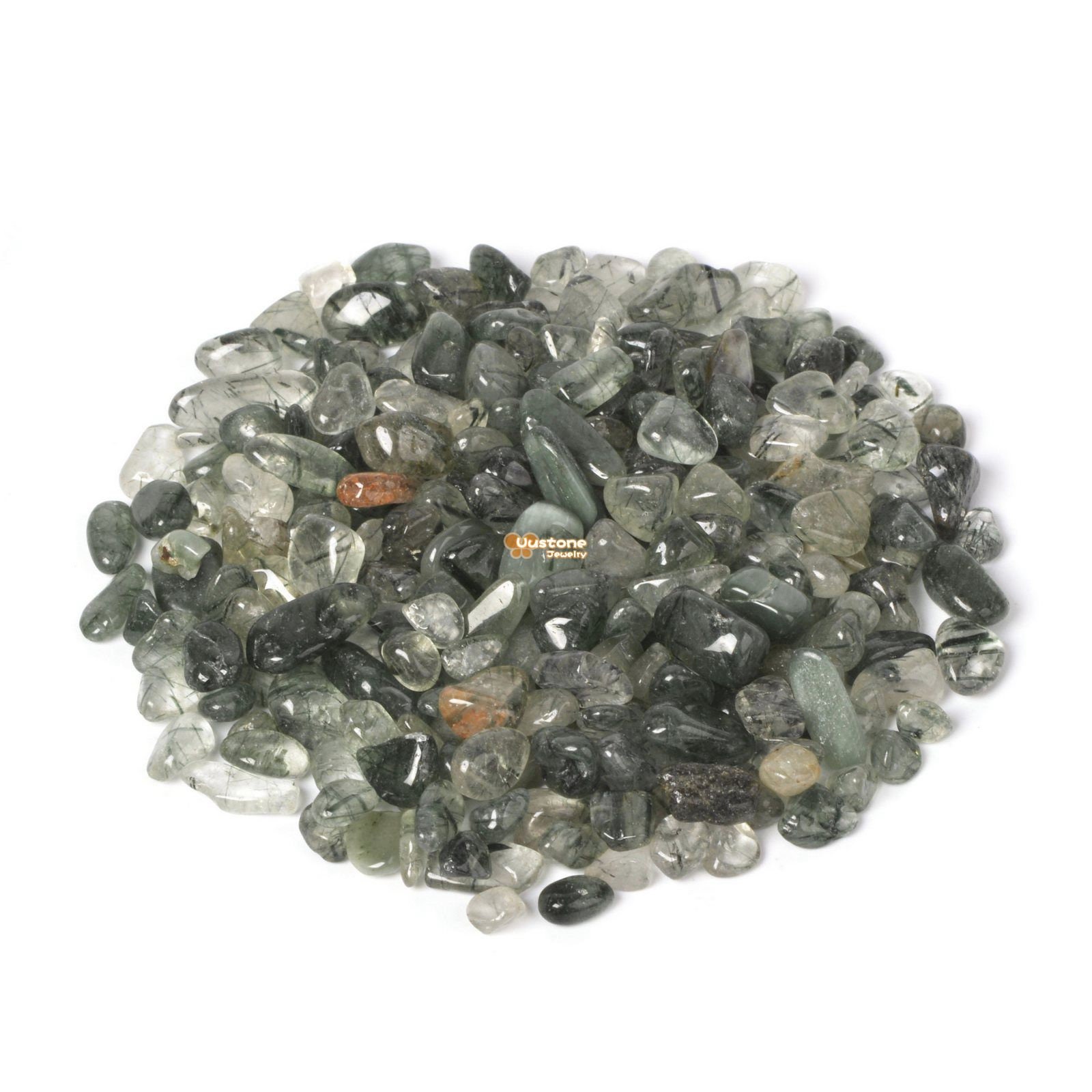 Green Rutilated Quartz Gemstone Polished Chips Crushed Tumbled Stone Crystal Healing Embellishments 100 Grams