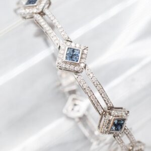 18k White Gold Sapphire Diamond Link Bracelet 18k White Gold Sapphire Diamond Link Bracelet