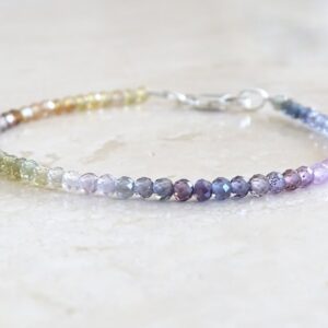 AAA Pailin Sapphire Bracelet, Sterling Silver, Multi Color Gemstone AAA Pailin Sapphire Bracelet, Sterling Silver, Multi Color Gemstone