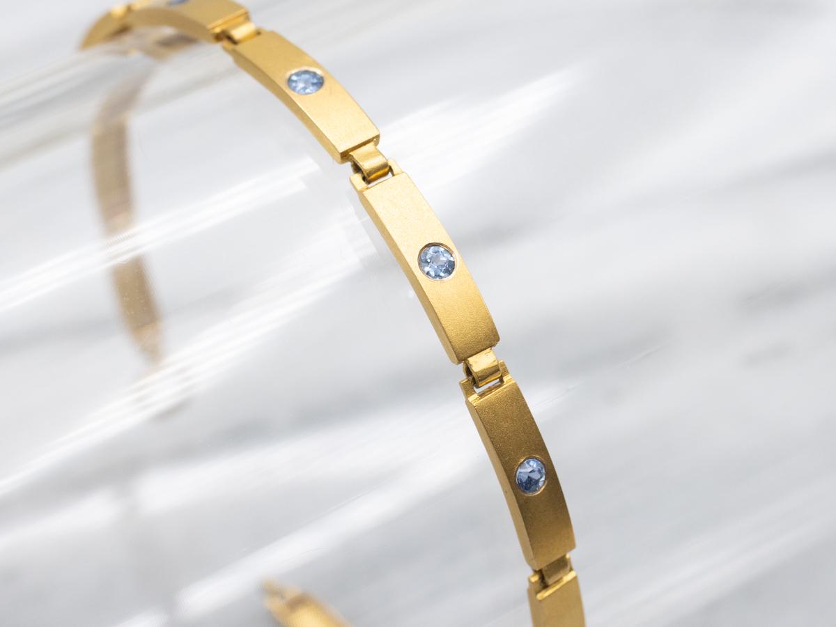 Antique Bloomed Gold And Sapphire Bar-link Bracelet Antique Bloomed Gold And Sapphire Bar-link Bracelet