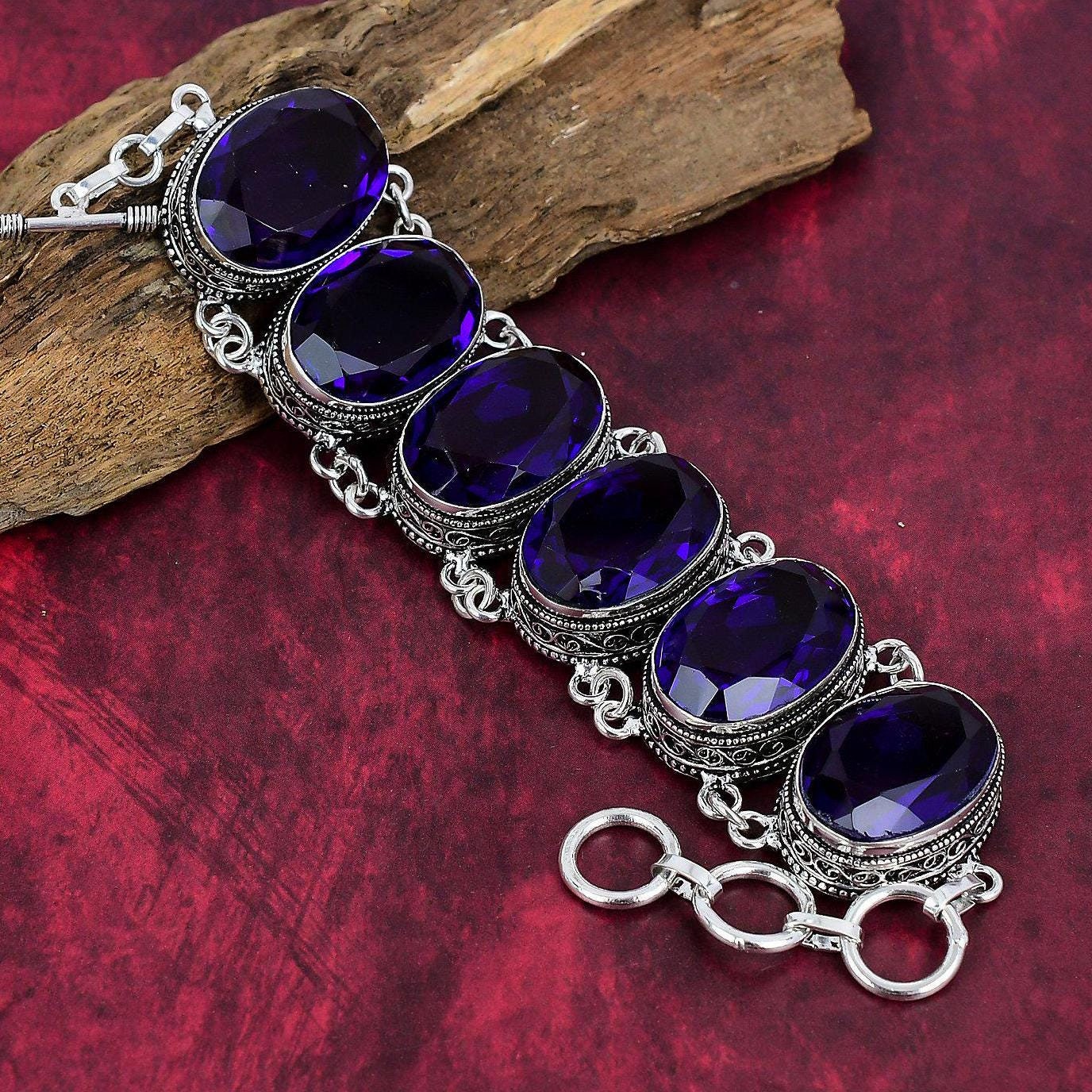 Blue Sapphire 925 Sterling Silver Jewelry Bracelet Adjustable Gemstone Bracelet Handmade Jewelry Bracelet Jewelry Birthday Gifts