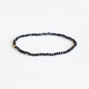 Dainty Dark Blue Sapphire Stretch Bracelet, Faceted Tiny Beaded Gemstone Jewelry, September Birthstone Dainty Dark Blue Sapphire Stretch Bracelet, Faceted Tiny Beaded Gemstone Jewelry, September Birthstone